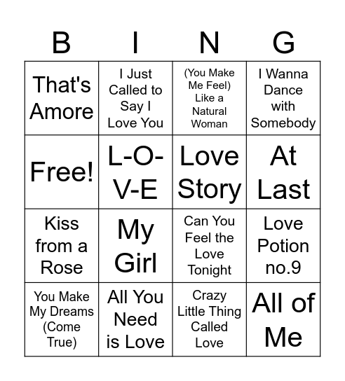 Music Bingo Card