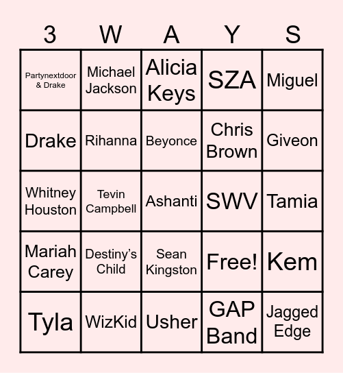 Happy V'Tines Gorgeous Bingo Card