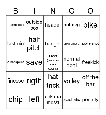 football bingo Card