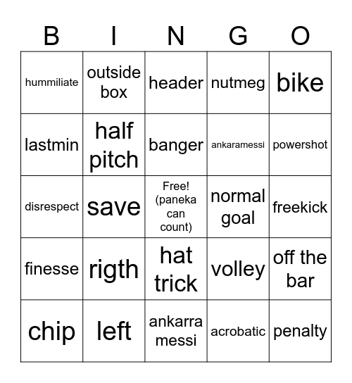 football bingo Card