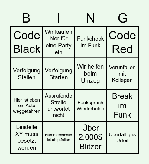 ! BREAK ! Bingo Card