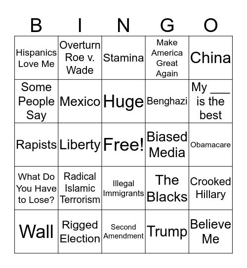 America's Sadness Bingo Card