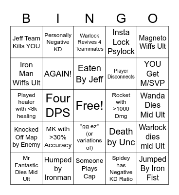 Posse Rivals Bingo Card