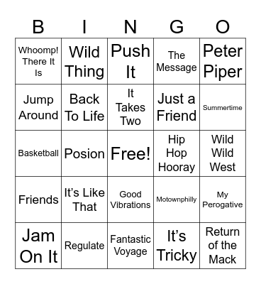 01FR-HIP-HOP- Round 2 Bingo Card