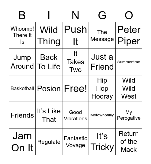 01FR-HIP-HOP- Round 2 Bingo Card