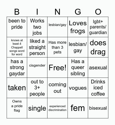 SOUL Interest Meeting Bingo Card