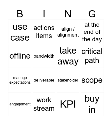 Consulting Jargon Bingo Card