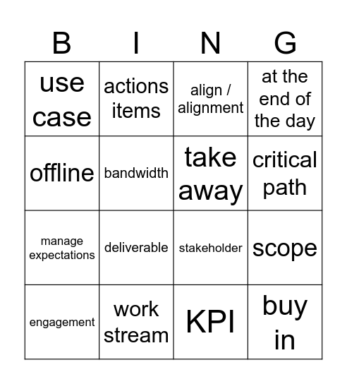 Consulting Jargon Bingo Card