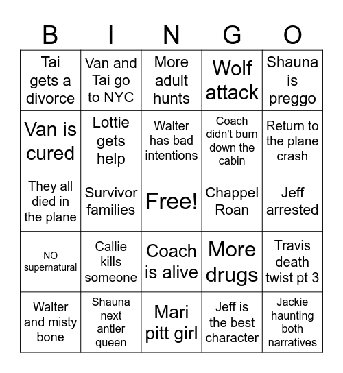 Yellowjackets Season 3 Bingo Card