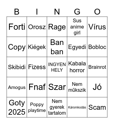 RATYI ONLINE Bingo Card