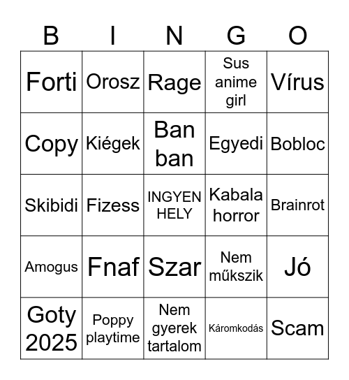 RATYI ONLINE Bingo Card