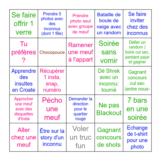 Zagreb fin de game Bingo Card