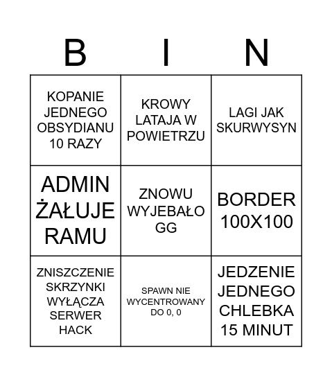 SERWER OGINOMA Bingo Card