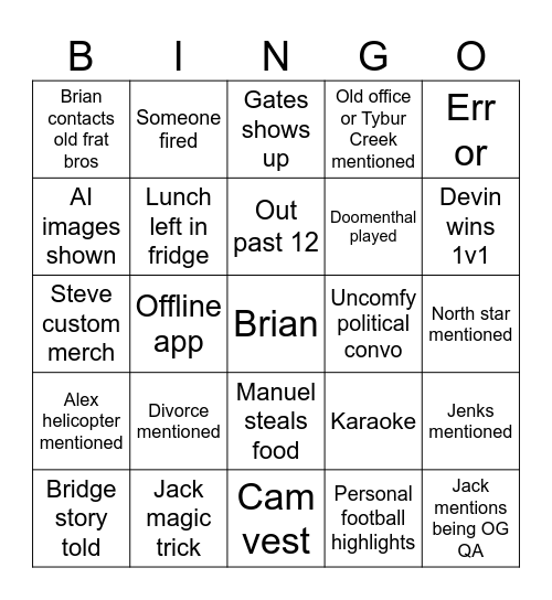 vQuipalooza Bingo Card
