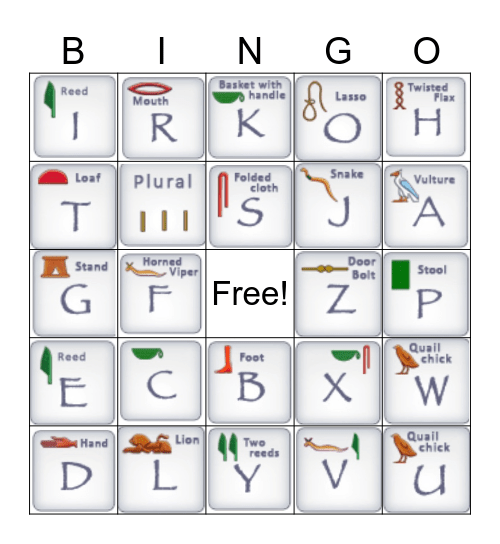 Hieroglyphics Bingo Card