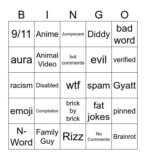 IG Reels Bingo Card