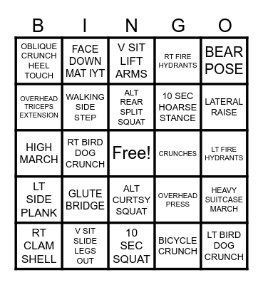 BODY SCULPT Bingo Card