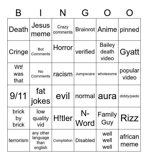 IG Reels Bingo Card