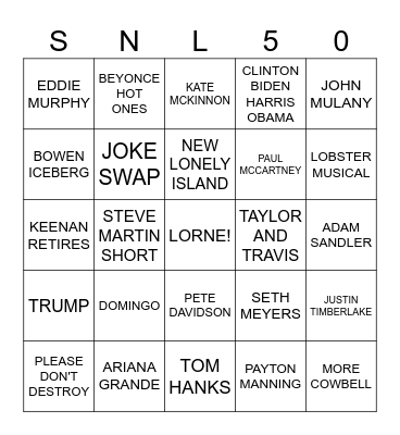 SNL 50TH BINGO Card