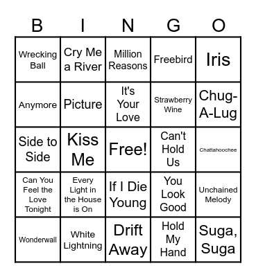 Music Bingo Card