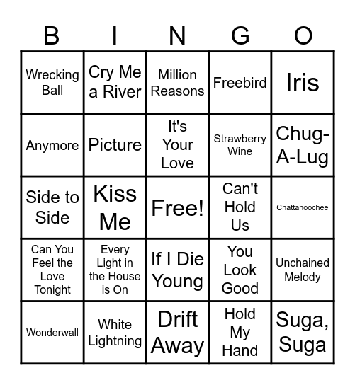 Music Bingo Card