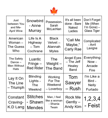 OH CANADA! Bingo Card