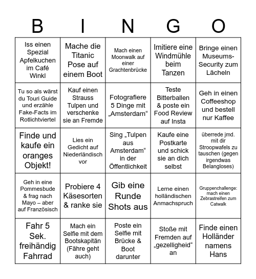 ÄMSTERDÄM XXX Bingo Card