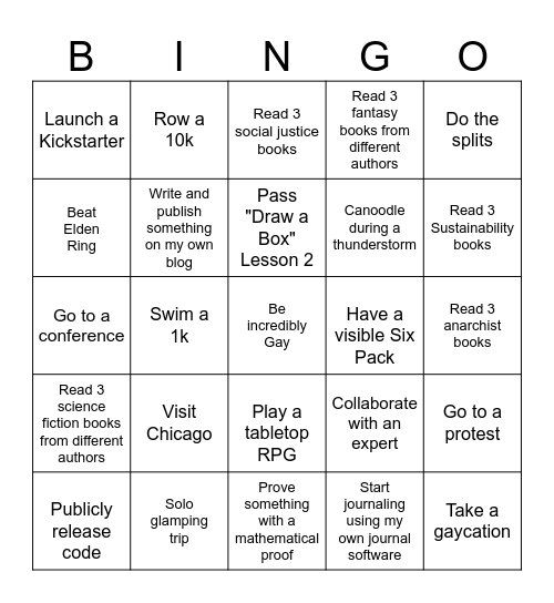 2025 Bingo Card