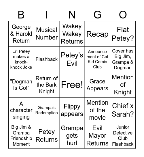 Dogman Big Jim Believes Bingo Card