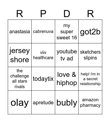 RPDR ad bingo Card