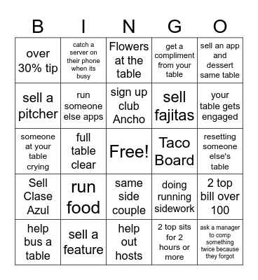 Ancho and Agave Bingo Card