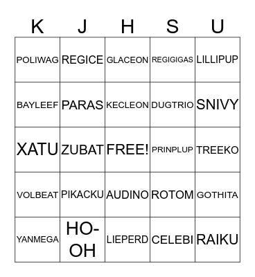POKEMON BINGO Card