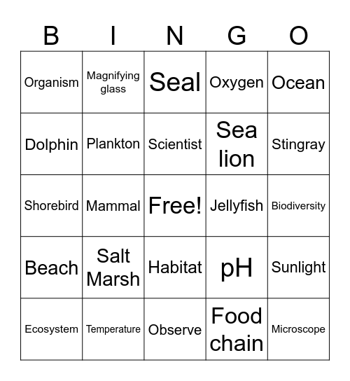Coastal Bingo Card