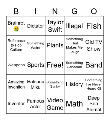 Wikipedia Bingo Card