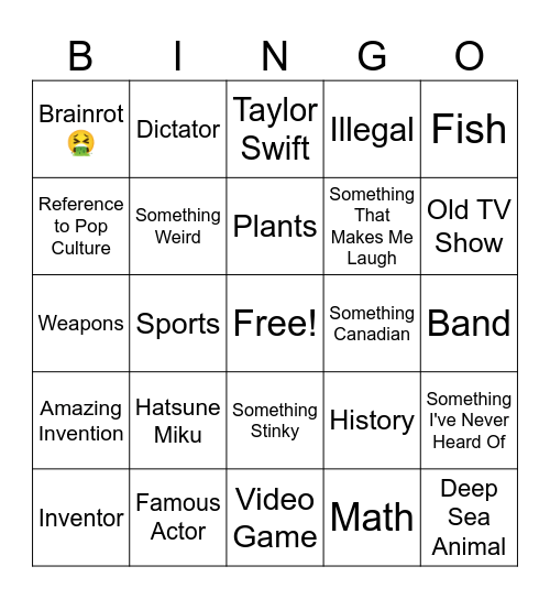 Wikipedia Bingo Card