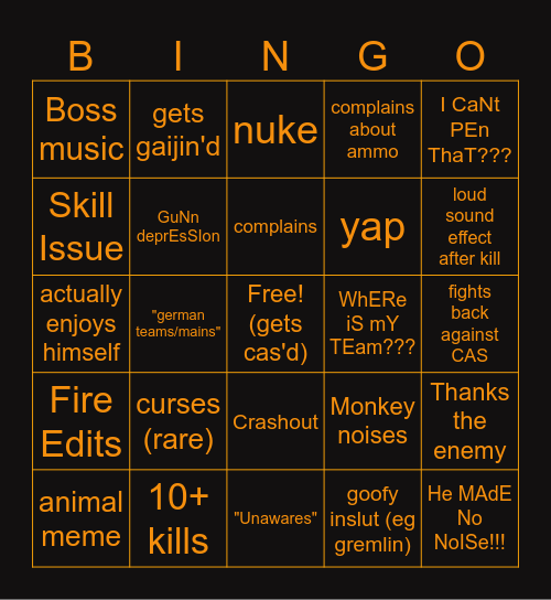Spookston Bingo Card