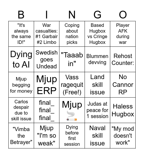 Sungarden Bingo Card