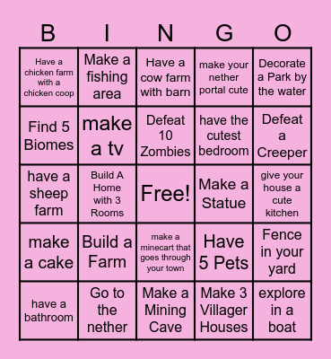 Minecraft Bingo Card