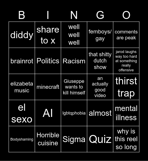 el racismo dos Bingo Card