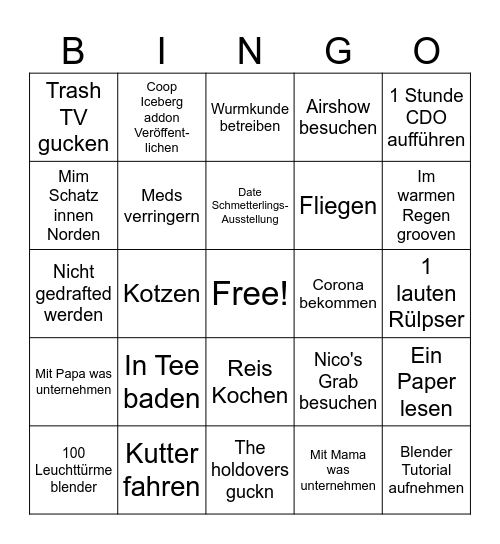 Bebbos Bingo Bingus 2025 Bingo Card