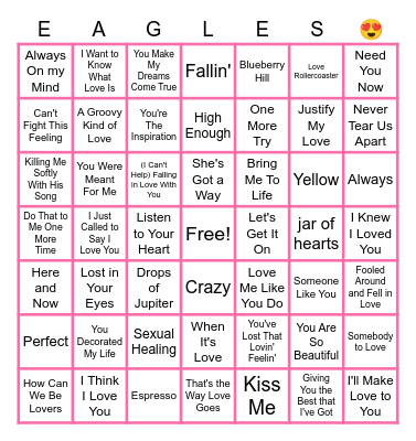Valentine's Day Music Bingo BIG BOARD! Bingo Card