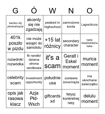 Catfished Bingo Card