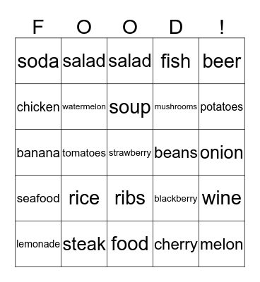 FOOD  Bingo Card