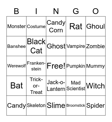 Halloween Bingo Card