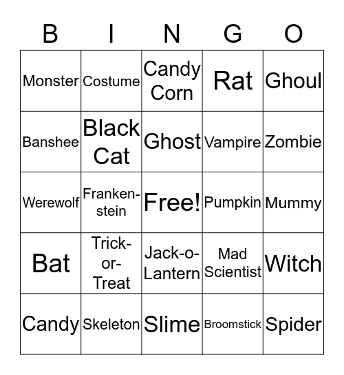 Halloween Bingo Card