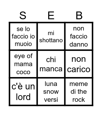SeBingo Card
