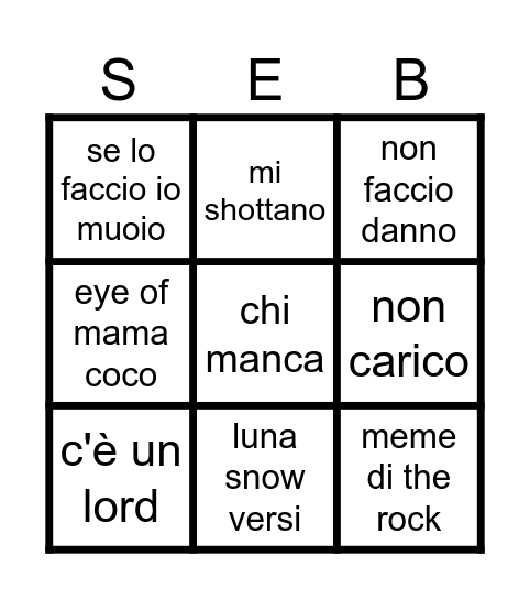 SeBingo Card