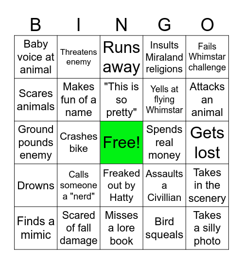 Lloyd plays Infinity Nikki ! Bingo Card