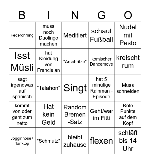 Maurice Bingo Card