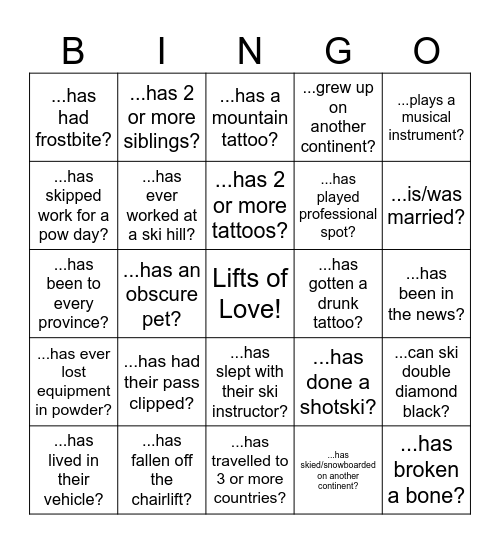 Someone who... Bingo Card